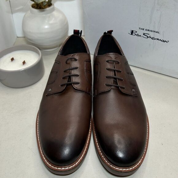 Ben Sherman Brent Oxford Lace Up Brown Leather Dress Shoes Men\'s US 13 NWB